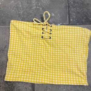 Yellow, plaid tube top